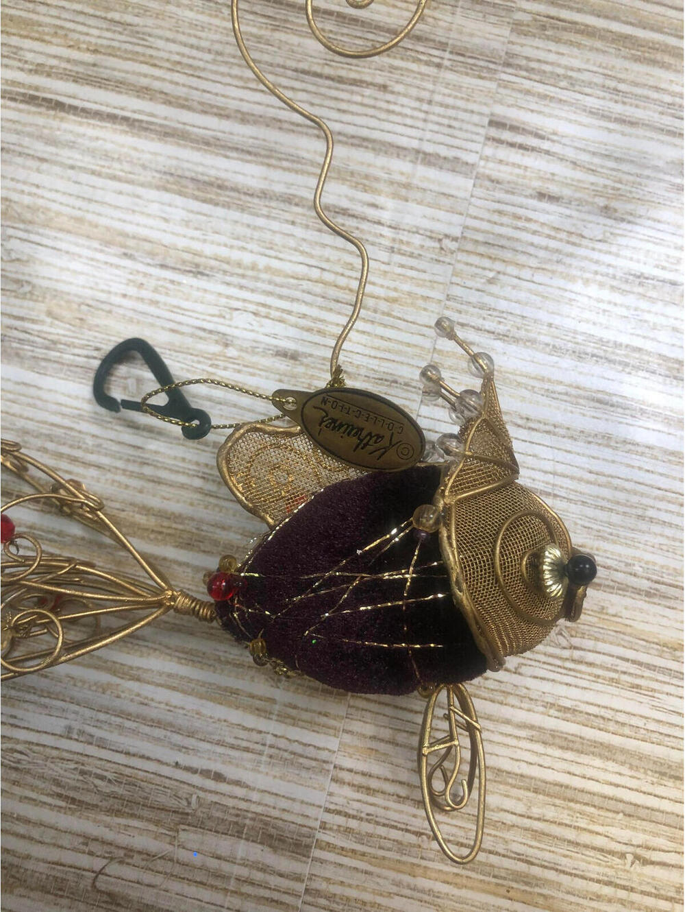 3562 Katherine’s Collection Rare velvet wire gold king fish ornament